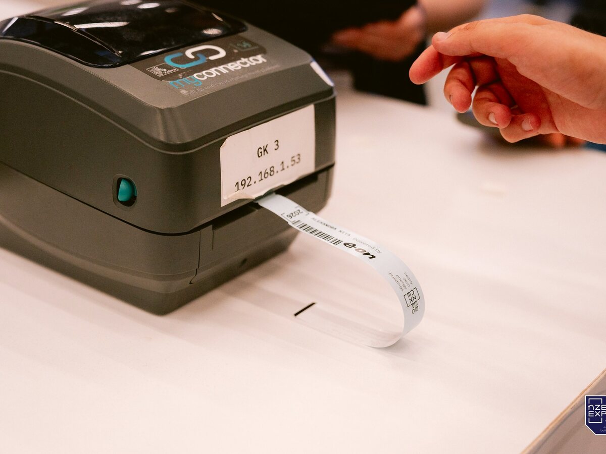 MyConnector badge printer generating an attendee badge onsite.